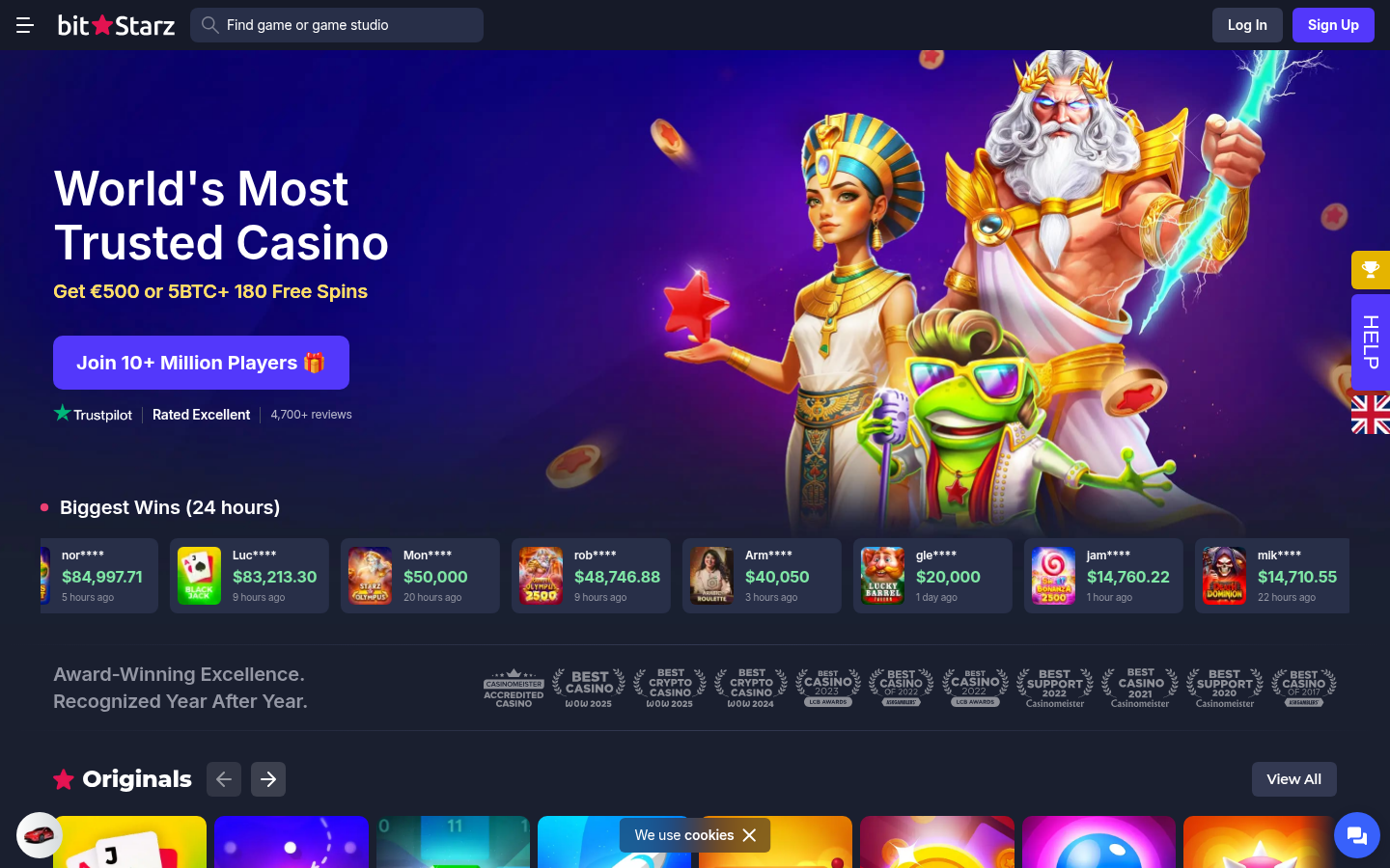 Opinber vefsíða rekstraraðila: BitStarz 3. október 2026